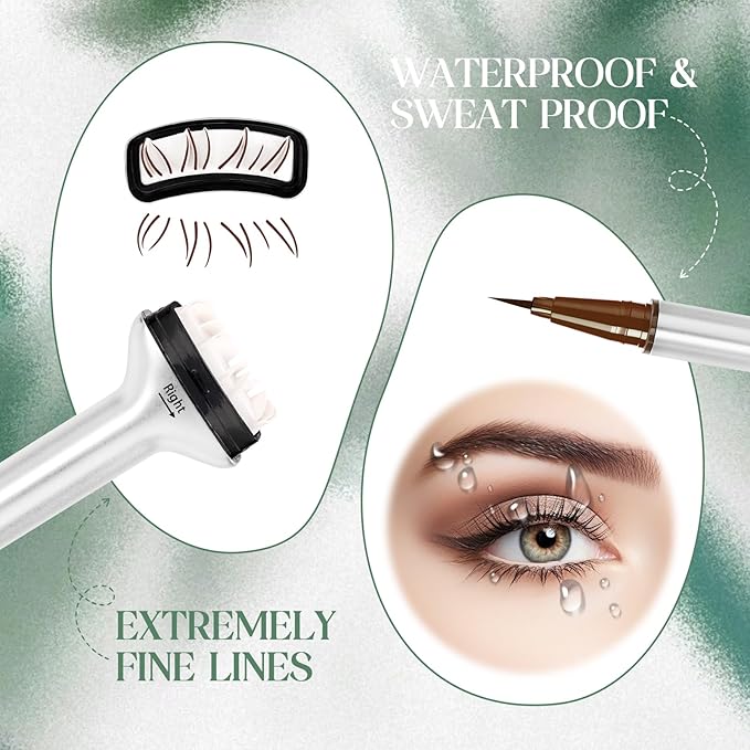 Lower Lash Stamp Bottom Eyelash Stamp with Ink Waterproof& Long Lasting 2 in 1 Kit Quick Eye Makeup Tool DIY at Home(Brown)