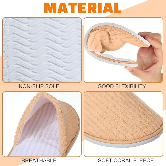 Panitay 20 Pairs Reusable Spa Slippers for Guests Washable House Slippers with Triple Layer Coral Fleece for Home Indoor Hotel Travel, Closed Toe