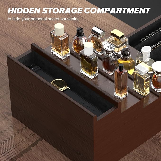 Cologne Organizer for Men, 5 Tier Cologne Shelf, Perfume Stand with Drawer and Hidden Compartment Perfume Display Holder - A Gift for Men