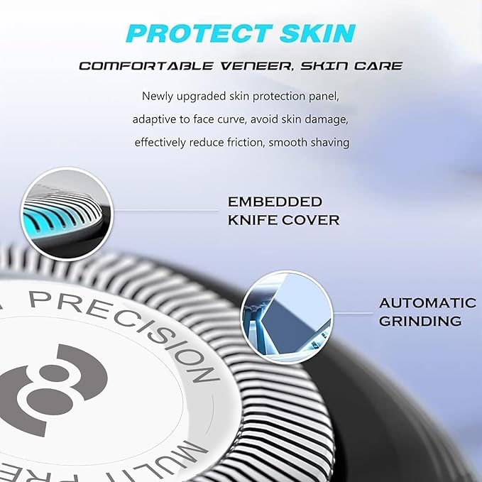 HQ8 Replacement Heads, Blades for Aquatec Shaver HQ8505 AT815 AT810, 3pc-Pack