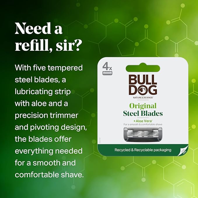 Bulldog Mens Skincare and Grooming Original Razor Blades Refills for Men, 8 Count