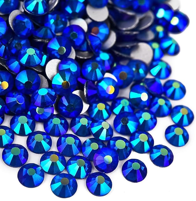 Blinginbox Flatback Rhinestones Bulk,14400pcs Crystal Round Loose Gemstones Glass Rhinestones for Crafts Makeup Nail Art Clothes Shoes DIY Decorations(SS10,2.7-2.9mm,Sapphire AB)