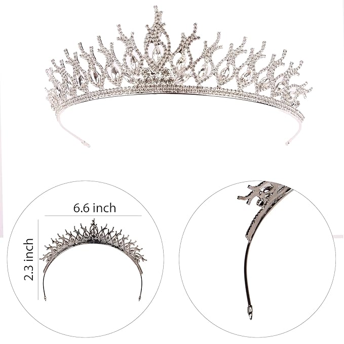 LIMELIA Women's Tiara for Henna Wedding Party|Glitter Hair Accessories for Bridal Birthday Pageant Prom Halloween Cos-play Christmas Party|Tulip-Silver