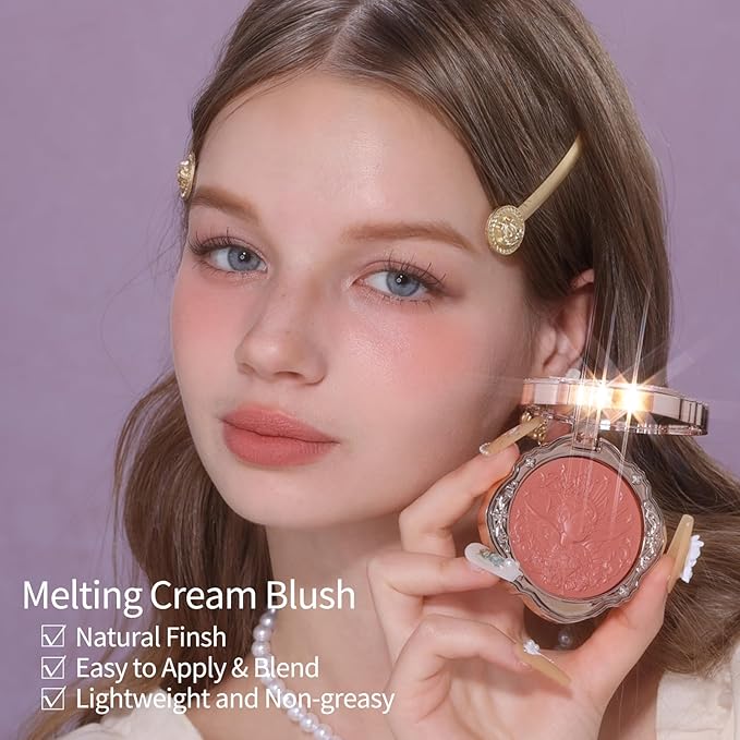 Flower Knows Little Angel Cream Blush,Buildable & Blendable Makeup Blush for cheeks,Soft & Long-lasting for Girls & Women(01 Flaming Heart,6g)
