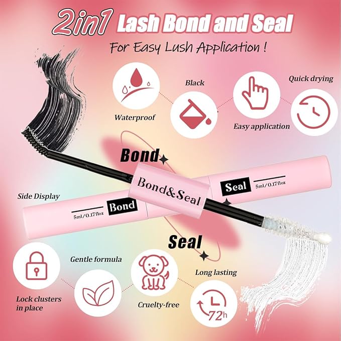 DIY Fluffy Lash Extension Kit 630Pcs 10-18mm D Curl Lashes Clusters with Lash Bond and Seal Glue Remover Lash Shampoo Cleansing Brush Headband Wristband Tweezers Eyelash Brush Applicator