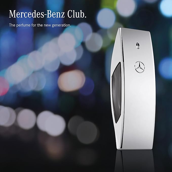 Mercedes-Benz Club Cologne for Men - 3.4 Fl Oz - Eau De Toilette Perfume Spray for Man - Woody & Musky Scent - Luxury Long Lasting Fragrance with Notes Of Grapefruit, Cardamom & Earthy Dry wood