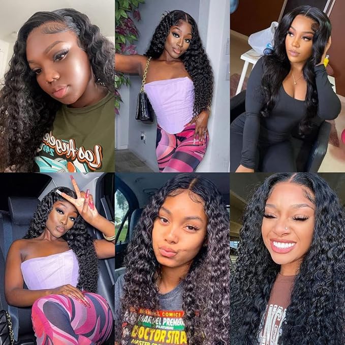 Loose Deep Wave Bundles 3 Brazilian Bundles Human Hair 14 16 18 Inch 100% Unprocessed Raw Wavy Human Hair Bundles Short Weave Curly Hair Extensions Natural Black Color for Black Women