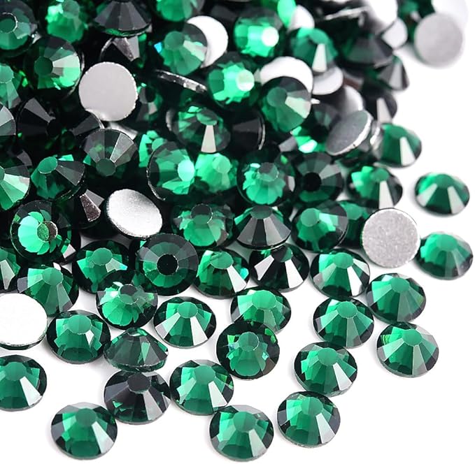 Blinginbox Flatback Rhinestones Bulk,14400pcs Crystal Round Loose Gemstones Glass Rhinestones for Crafts Makeup Nail Art Clothes Shoes DIY Decorations(SS16,3.8-4.0mm,Emerald)
