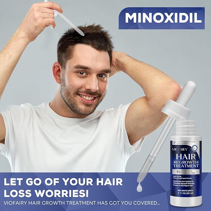 5% Minoxidil for Men and Women, Hair Regrowth Treatment for Thinning Hair and Hair Loss, Topical Solution - 1 Months Supply - Dermatologist recommended (Pack of 1)