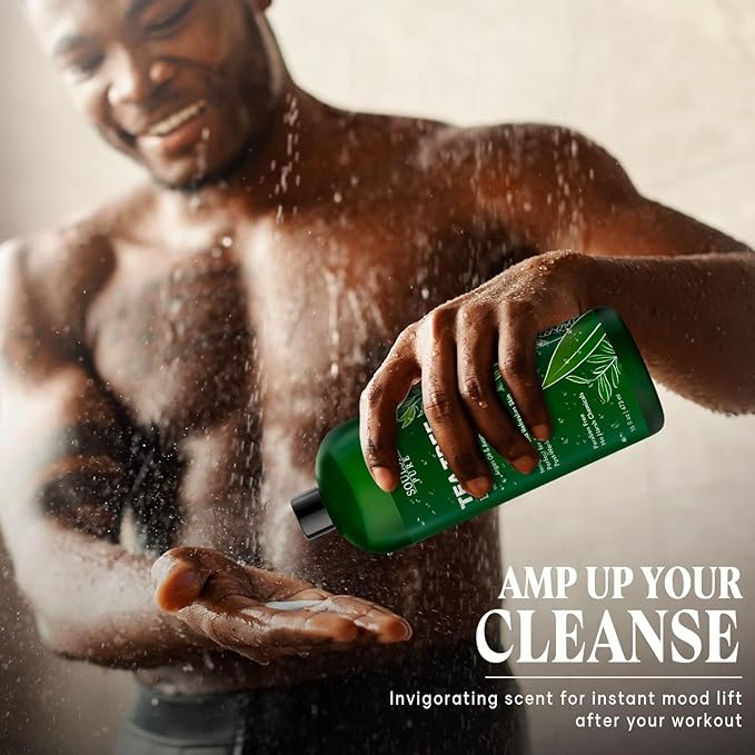 Tea Tree Body Wash Men & Women - Shower Gel Soap with Peppermint - Helps with Body Odor, Soothes Itching, Deep Cleansing Post Workouts - 16 fl oz x 2