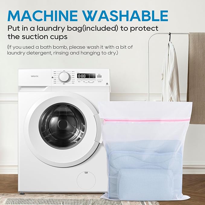 OMYSTYLE Full Body Bath Pillow, Bath Pillows for tub with Mesh Washing Bag & 21 Non-Slip Suction Cups, Spa Bathtub for Head Neck Shoulder and Back Support - 5D Air Mesh & Quick Drying | Blue