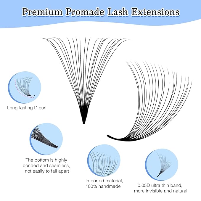 Obeyalash Premade Volume Lash Fans - 600 Fans, 20D-0.05D, 8-15mm