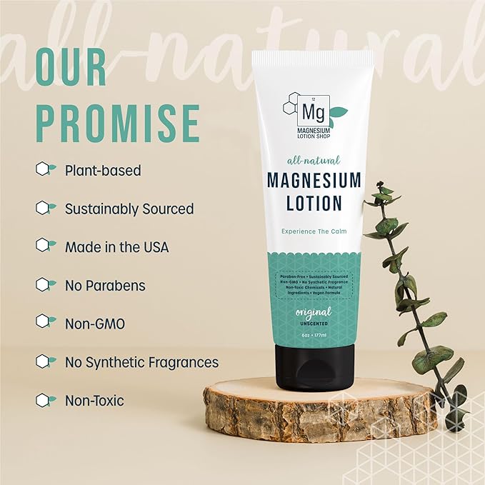 Unscented Magnesium Lotion for Sleep | 250mg per Teaspoon | We use Natural Shea Butter in Our Paraben-Free Magnesium Lotion for Leg Cramps | Each 6oz Bottle is Proudly Made in America