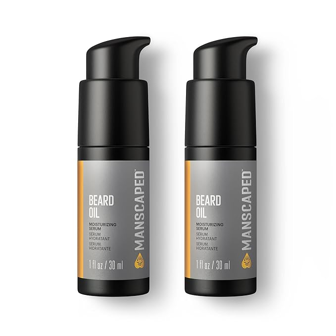 MANSCAPED® Beard Oil, Moisturizing Serum with Jojoba Seed, Sunflower, Sweet Almond Oils for a Nourishing, Hydrating Shine, (1 fl oz) 2-Pack