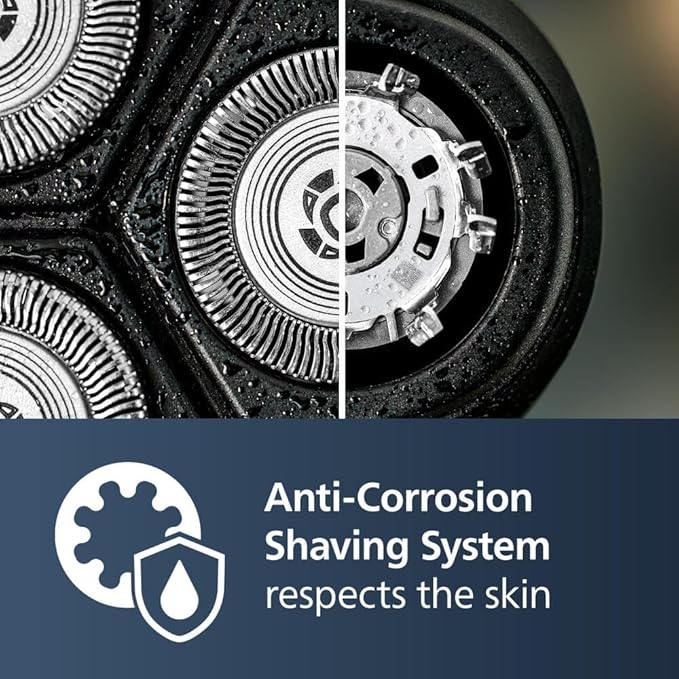 Philips Norelco Shaver 3900 Series, Wet and Dry Electric Shaver, P-Cap, Travel Pouch, Charging Stand, Storm Blue, Model S3341/92