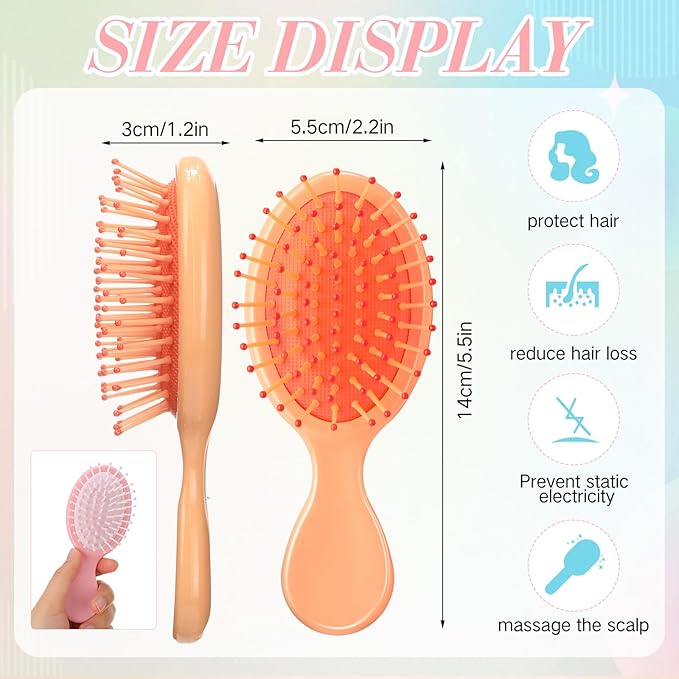 36 Packs Mini Detangling Hairbrush Squirt Detangler combs Toddler Soft Bristle Travel Hairbrush Women Girl