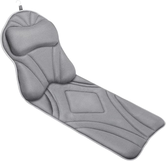 Full Body Bath Pillow for Bathtub, Luxury Bath Gifts for Women Thick Bathtub Cushion for Soaking Tub with Laundry Bag, Bathtub Pillow Luxury Bathtub Pillows for Head,Neck & Back,Spa (Light Grey)