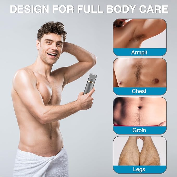 Bikini Trimmer for Women -Manscape Body Hair Trimmer IPX7 Waterproof Ball,Rechargeable Electric Shaver for Pubic/Body/Groin Grooming,Gifts for Him Dad,Gray&Gold