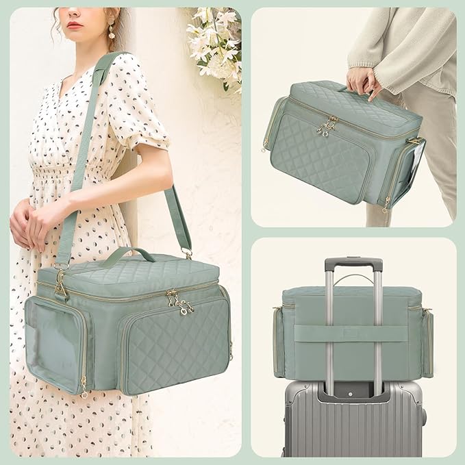 Nail Polish Organizer, Nail Polish Storage Holds 50-70 Bottles & Nail Lamp, Portable Travel Nail Kit Storage Carrying Case Fits Nail Suppiles, Gift for Manicurist, Grils (Green)