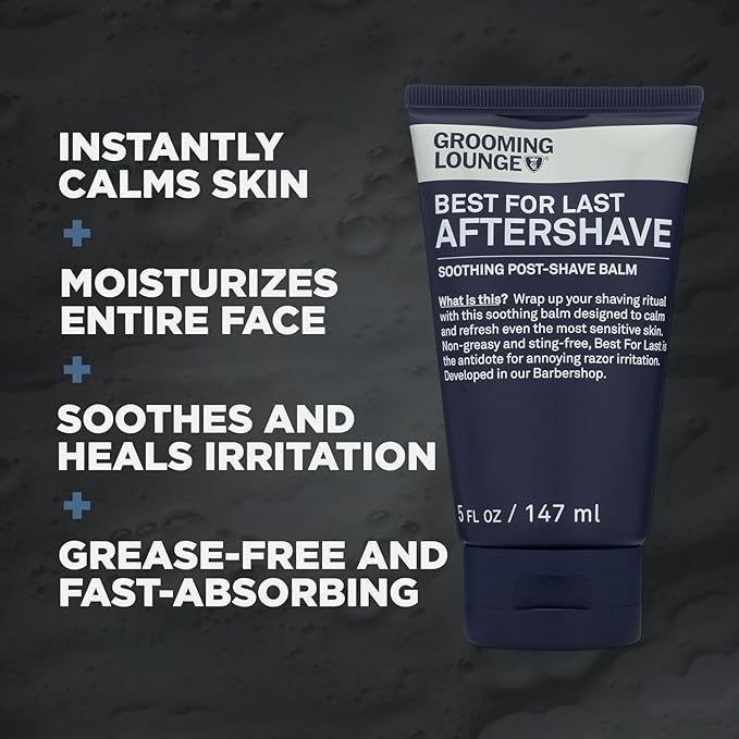 Grooming Lounge Aftershave for Men - Instant Soothe Razor Burn, Skin Irritation & Bump Relief After Shave Balm - Fast Absorbing, Moisturizing Unscented Aftershave Men 5 Fl Oz (Pack of 2)