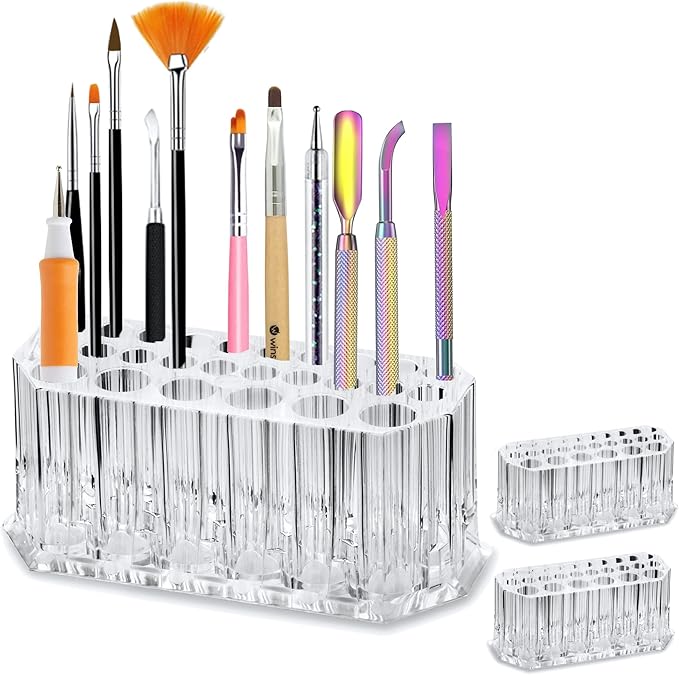 BY ALEGORY Acrylic Nail Art Tool Organizer Storage for Storing Pro Beauty Finger Nailcare Art Kit Tools Makeup Display Case Refillable Container Holder Organization