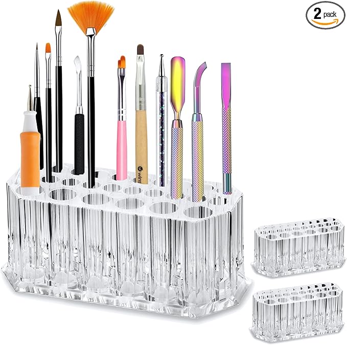 BY ALEGORY Acrylic Nail Art Tool Organizer Storage for Storing Pro Beauty Finger Nailcare Art Kit Tools Makeup Display Case Refillable Container Holder Organization (2)