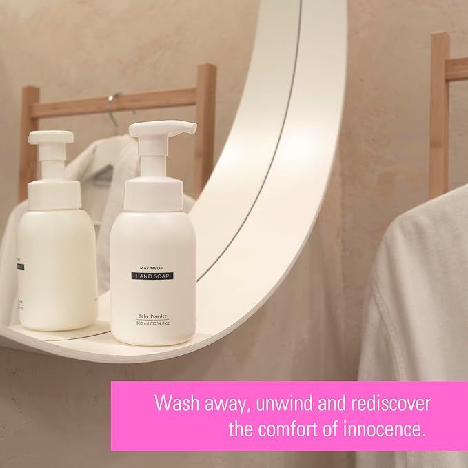 Baby Powder Double Scented Foaming Hand Soap, Moisturizing Foam with Fig and Pomegranate Extract, Vegan Wash for Bathroom and Kitchen, 10.14 fl oz (No Box)