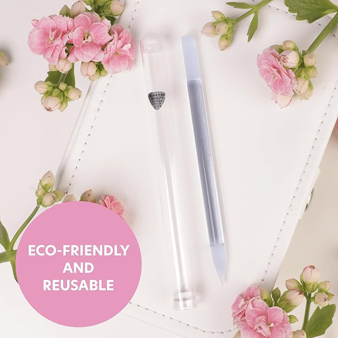 BONA FIDE BEAUTY Premium Czech Glass Cuticle Pusher Set, 3-Pieces Manicure Stick Bundle - Clear, Blue, and Pink