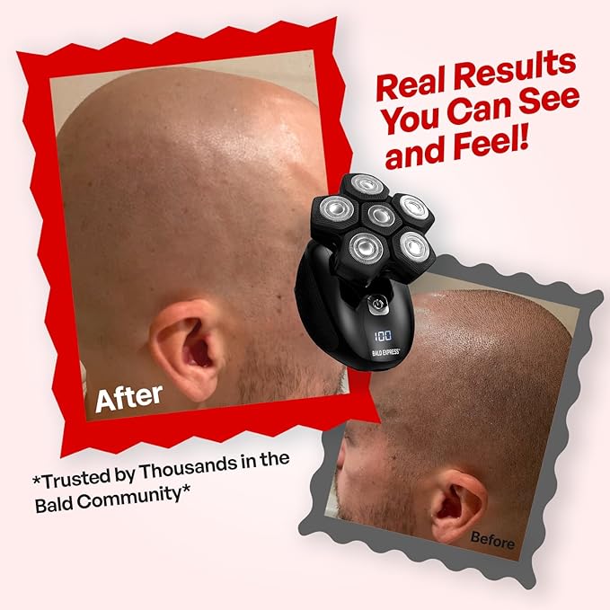 The Bald Express Electric Head Shavers for Bald Men - The Bald Brothers - 5 in 1 Mens Cordless Grooming Kit | Electric Shaving for Bald Men | USB Charge | Skull Shavers
