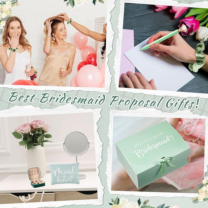 48 Pcs Bridesmaid Proposal Gifts Set, Maid of Honor Gifts Set from Bride, Will You Be My Bridesmaid Gift Box, 24 oz Tumbler Bridal Bachelorette Party Gifts for Bridesmaids Wedding Gifts