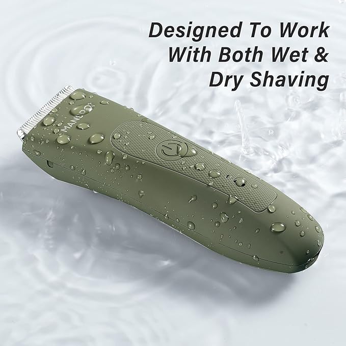 MANSPOT Manscape Pubic Hair Trimmer for Men and Women, Electric Ball Trimmer Pubic Trimmer Shaver,Hypoallergenic Ceramic Blade Heads,Waterproof Wet/Dry Groin Shaver,20 Times Usage,No Nick,No Burn