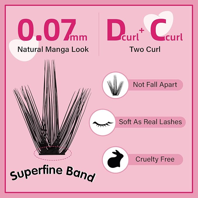 280 Pcs Individual Lashes 50D Mixed Lash Clusters Devil Style Lashes That Look Like Eyelash Extensions Wispy Lashes DIY Individual Lashes At Home (50D-C-8-16mix,Manga)