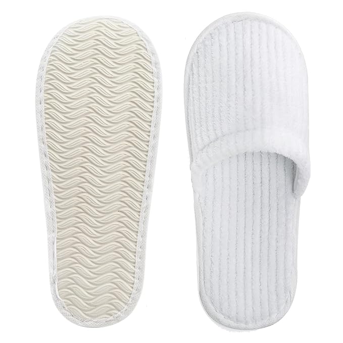 Frcctre 20 Pairs White Disposable Slippers, Closed Toe Soft Coral Fleece SPA Slippers for Women and Men, Comfortable Non-Slip Disposable Slippers for Travel Guests Hotel Home Salon