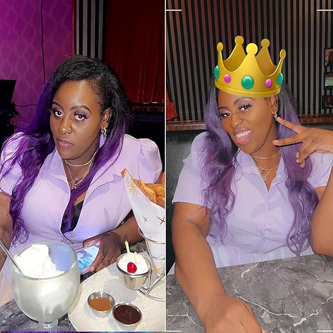 Purple Bundles Body Wave Human Hair Weave 3 Bundles Virgin Hair, Brazilian Remy Hair Ombre 1b/Purple 2 Tone Ombre Hair Wavy For Women(141618)