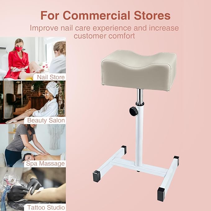 Pedicure Foot Rest,Height Adjustable Pedicure Chair,Non-Slip Pedicure Stool for Massage Office or Home (Light Grey)