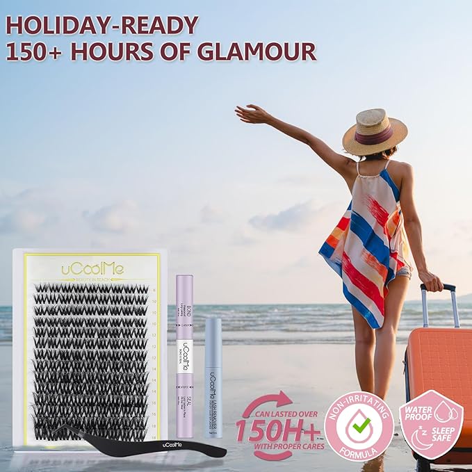 Lyra Lash Clusters Kit 8-18mm Hybrid Volume 3D Fluffy Eyelash Clusters DD Curl - WideSpan DIY Eyelash Extension Kit Cat Eye Lashes Individual Fake Eyelashes Clusters Kit 0.05mm Ultra-Thin Black Band