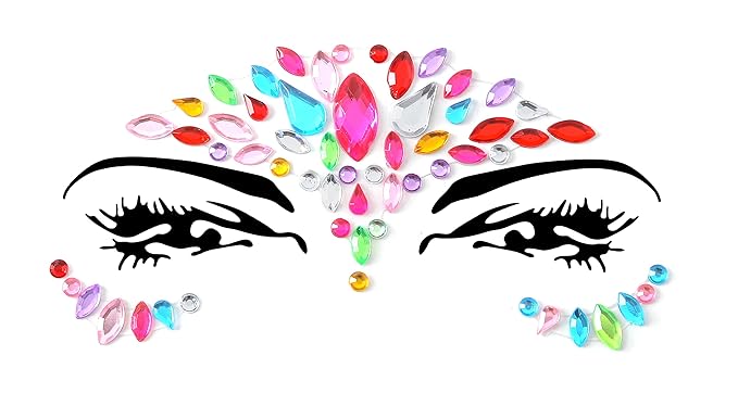 Face Gems Adhesive Glitter Jewel Tattoo Sticker Festival Gems Rave Party Body Make Up (9 PCS Z9ZAKMIX-C)
