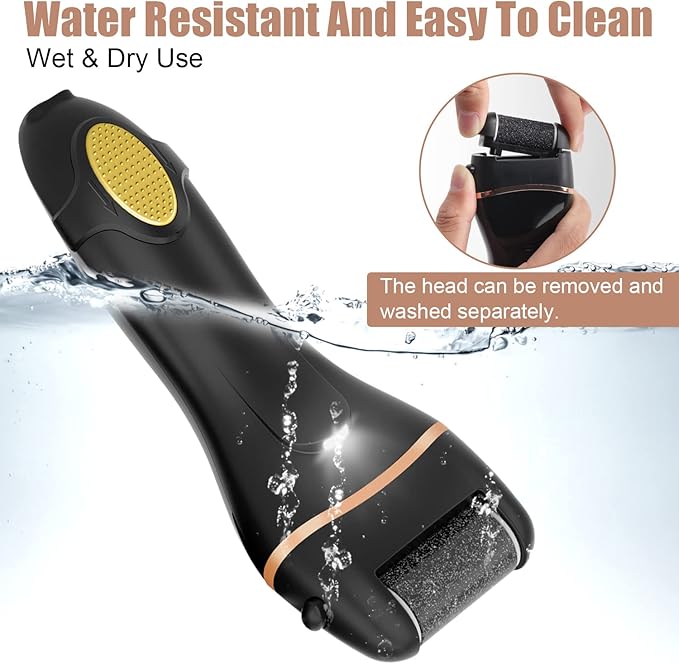 AdamPark Electric Foot File Callus Remover for Feet, Rechargeable Pedicure Kit Foot Care with 3 Speed, Callus Remover Kit with 3 Roller Heads, Battery LCD Display for Remove Cracked Heels Calluses