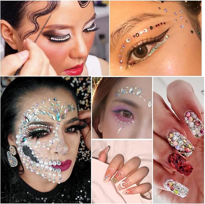 Beadsland Flatback Rhinestones Bulk,14400pcs AB Crystal Rhinestones for Nails Crafts Clothes DIY Decoration, Crystal AB, SS6, 1.9-2.1mm