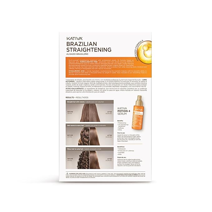 Kativa Brazilian Keratin Straightening Treatment at Home with Hyaluronic Acid and Premium Serum | Keratin
