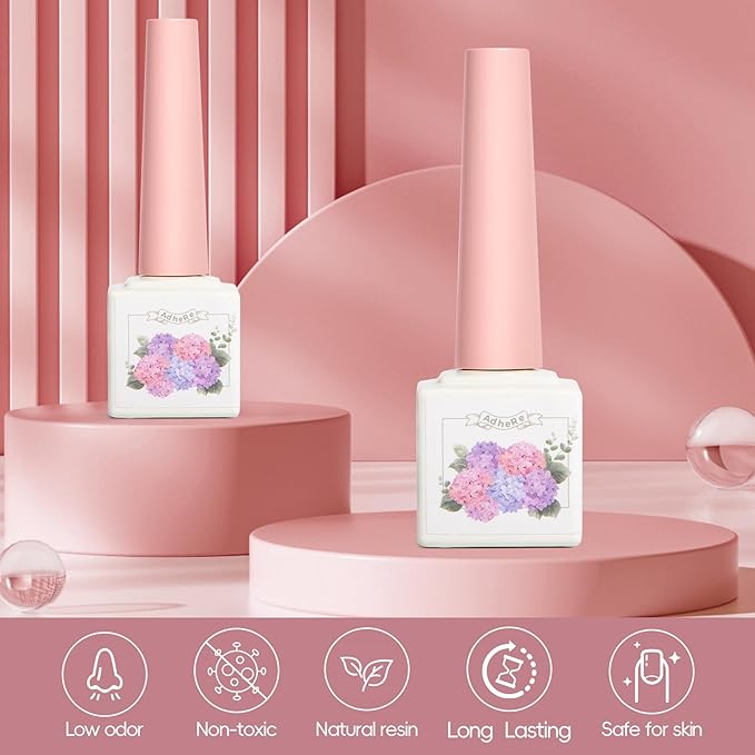 Adhere 7Pcs 12ML Cat Eye Soak Off UV LED Gel Nail Polish Set, Reflective Glitter Cat Eye, Sparkling Diamond Magnetic Transparent Pink Color with Magnet