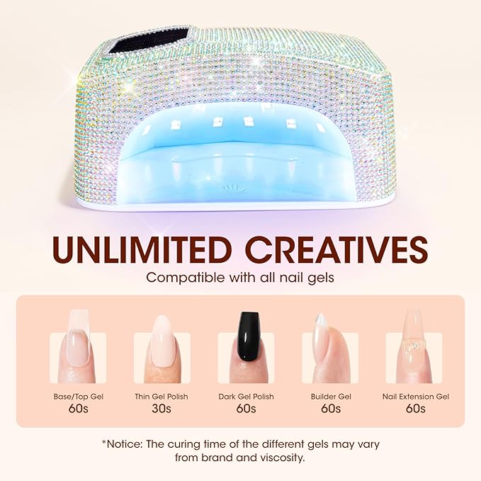 UV LED Nail Lamp, Gellen 72W Rechargeable UV Nail Lamp for Gel Nails, Cordless UV Light for Nails with LCD Display, Auto Sensor and 4 Timer Settings, Nail Dryer for Gel Polish for Home Salon