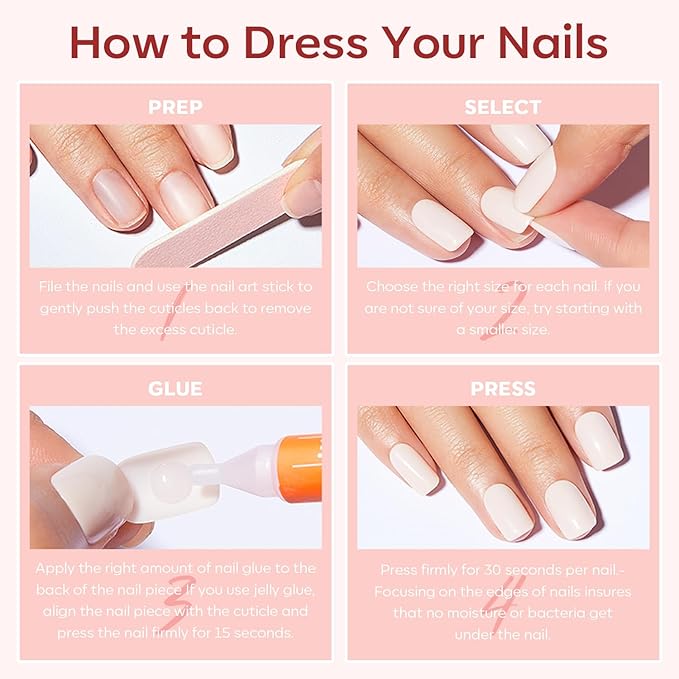 Modelones Press on Nails Almond, Short Red French Tip Fake Nails Chrome, Spring Easter Nail Kit with Nail Glue Adhesive Tabs Mini Nail File, Nails Press Ons 32Pcs 16 Sizes, Women Girl Gift