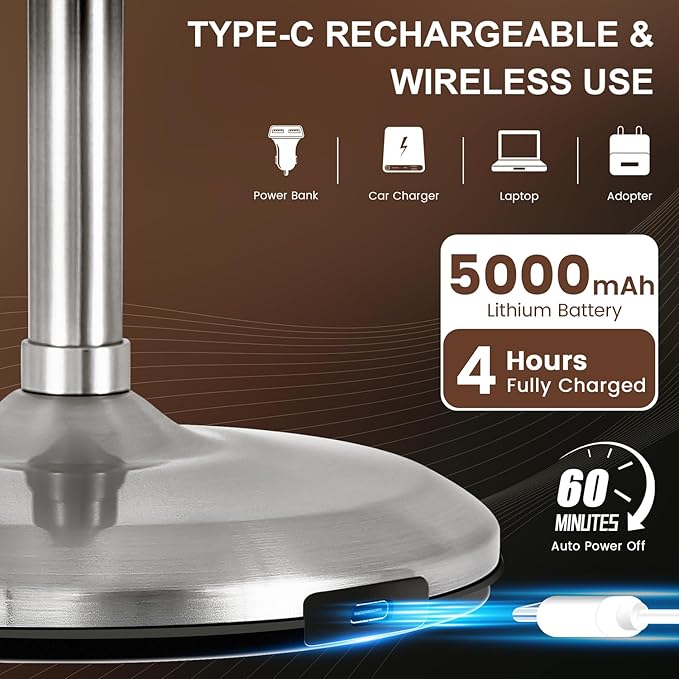 VESAUR 15X Magnifying Mirror with Light, 9" Large 5000mAh Rechargeable Double Sided HD Lighted Makeup Mirror with 3 Touch Dimmable Light, 360° Swivel Detachable for Travel Vanity Mirror Nickel, Gifts