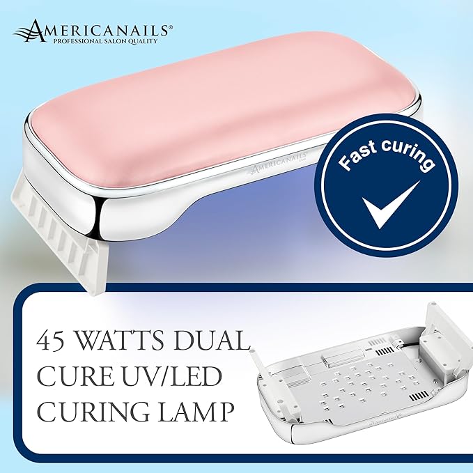 Americanails Cush'n Cure LED Nail Curing Lamp with Armrest, USB Type-C Power Input, Acetone-Resistant Finish, and Soft, Easy-to-Clean Armrest Cushion