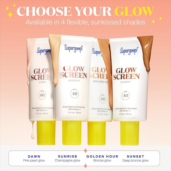 Supergoop! Glowscreen SPF 40, Sunset (Deep Bronze Glow) - 1.7 fl oz - Glowy Primer + Broad Spectrum Tinted Sunscreen - Helps Filter Blue Light - Hydration - Hyaluronic Acid & Vitamin B5
