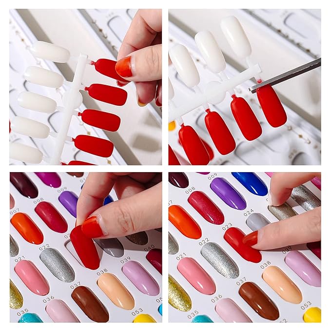 Acycion2A 308 nail display chart with 360 false nail tips (Silver)