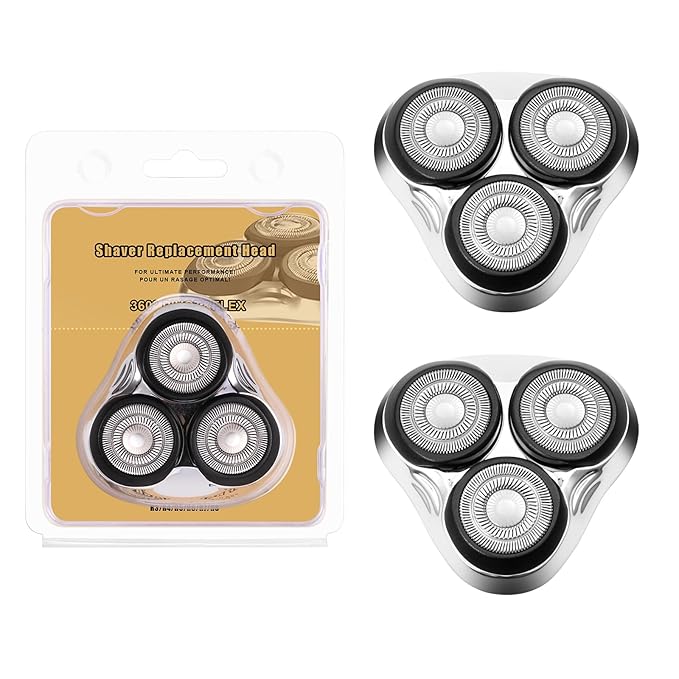 Universal Rotary Replacement Shaver Head,Compatible with Remington Shaver Series,for R3,R4,R5,R6,R7,R8,SP-3141 and SP-5161 Foils/Blades (Silver(2 Count))