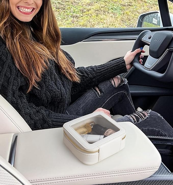 Small Makeup Bags for Purse TSA Approved Toiletry Bag Small Cute Clear Toiletry Bags for Carry-on Traveling Travel Size Car Accessories Essentials Organziation Storage for Women Girls(White, Mini)