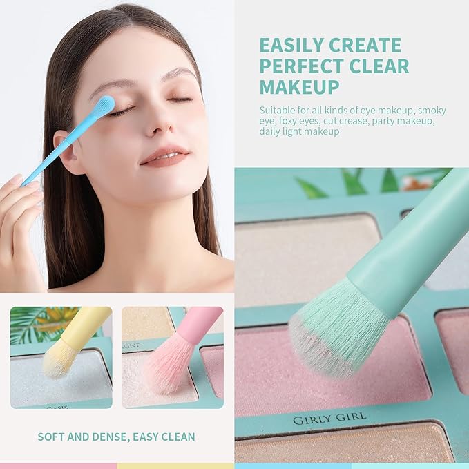 Docolor Makeup Brushes 17 Pcs Colourful Makeup Brush Set Premium Synthetic Kabuki Foundation Blending Face Powder Blush Concealers Eyeshadow Rainbow Makeup Brush Travel Friendly Valentine's Day Gift